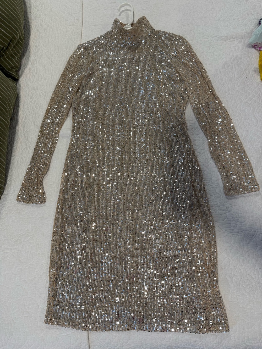 The Limited Women’s Sequin Knit Stretch Turtleneck Dress - Beige